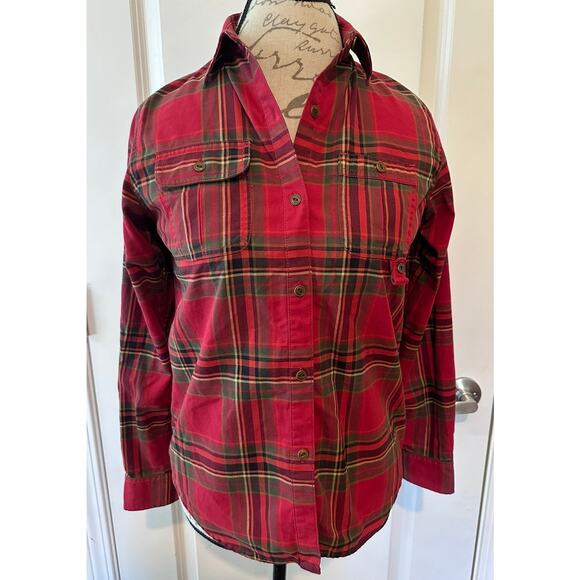 Vintage Lauren by Ralph Lauren Women's sz S Petite Red Plaid Button Down Flannel - Picture 2 of 11